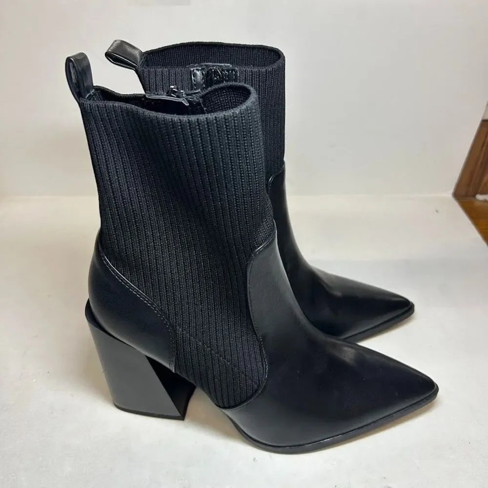 Wild Pair Womens 9 M Black Trinityy Faux Leather Pointed Toe Booties NIB QH1